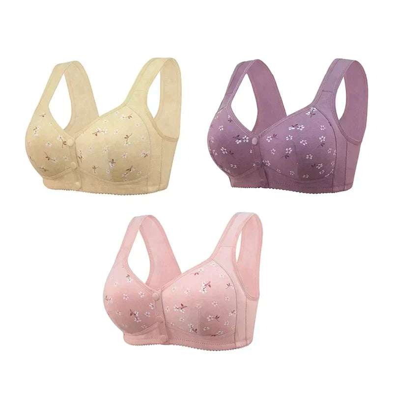 Comfortable Womens Bra Front Button Lingerie No Rims Thin Mold Cup